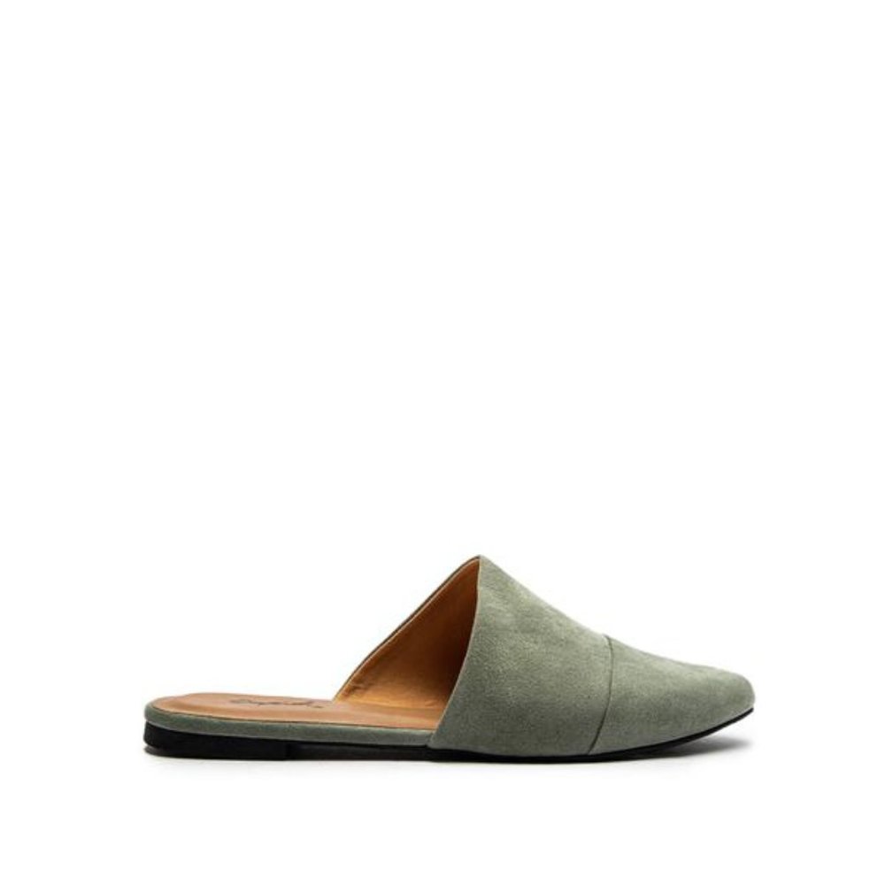 Aloe Green Vegan Suede Mule Flats - Picture 3 of 7